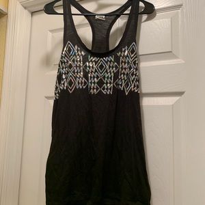 Pink by Victoria Secret black sparkle tank top.